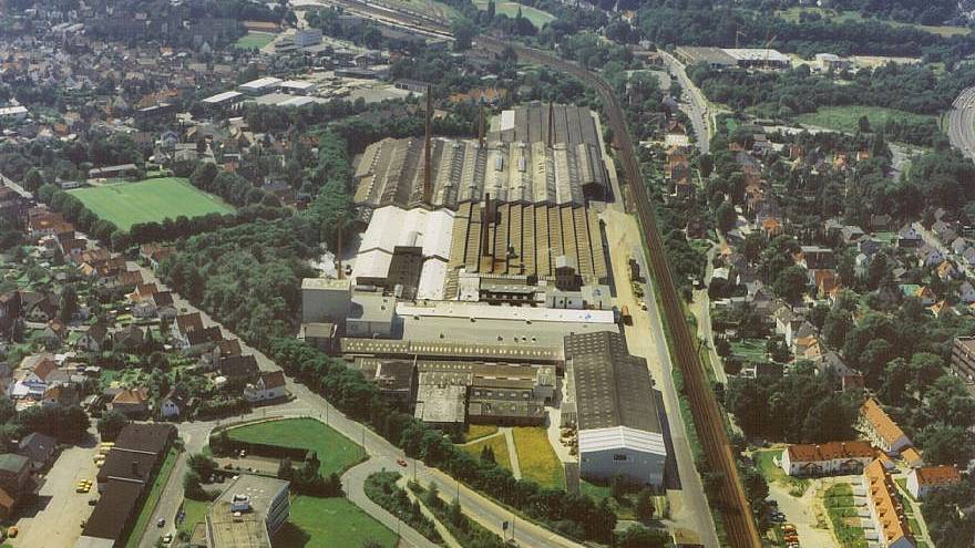 Aerial view tiles plant of Norddeutsche Steingut AG in Bremen