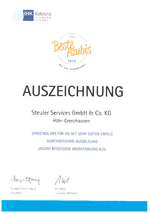 Beste Azubis 2024 - Zertifikat der IHK für Steuler