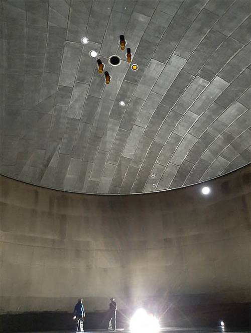 Inside view of the rubber lined brine storage tank at KEM ONE