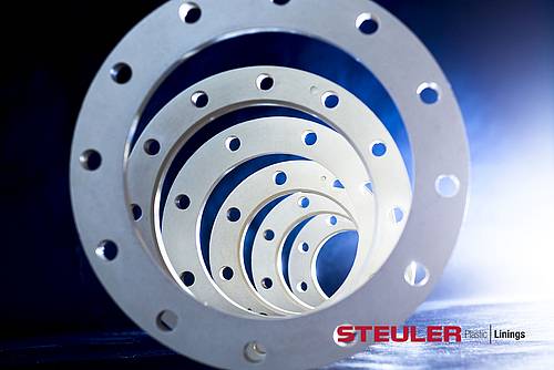 Loose flanges made of GRP in various sizes from Steuler Plastic Linings