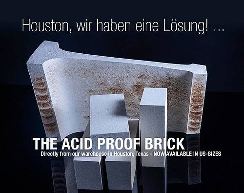 Announcement of the Steuler Linings external storage facility for acid-proof bricks in Houston, Texas, USA