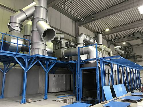 Sintering furnace for the production of magnesia carbon bricks for brick linings in the steel industry