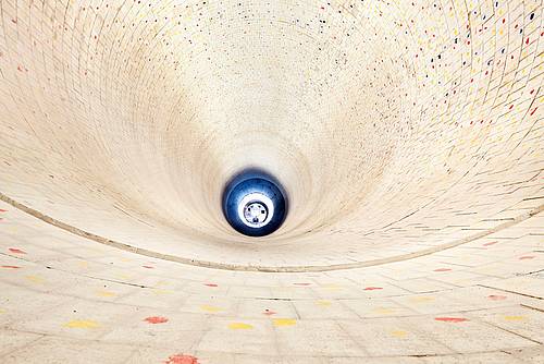 View into a rotary kiln lined with refractory bricks from STEULER-KCH