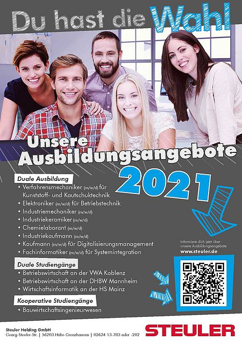 Flyer Ausbildung 2021 bei Steuler